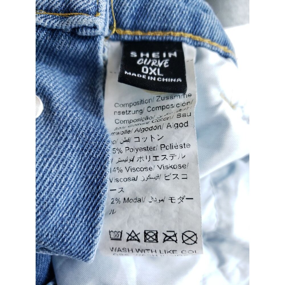 Shein Curve Denim Bib Overalls Womens OXL Adjustable Straps Cotton Blend Light W - Picture 7 of 9